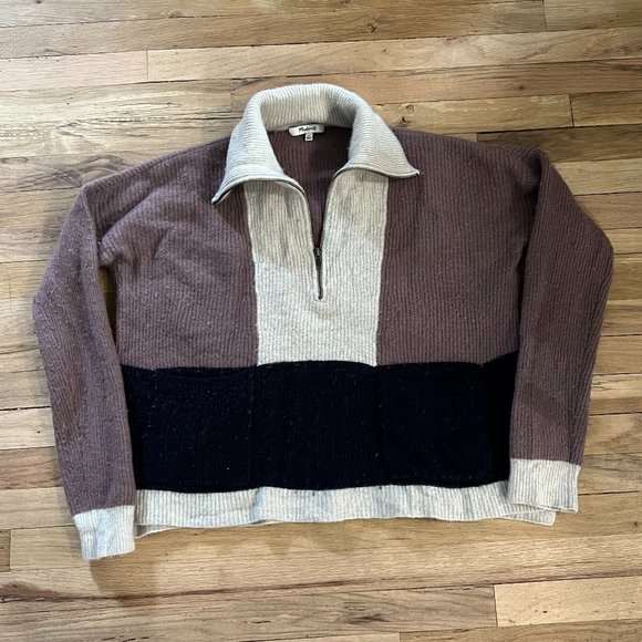 Madewell Wool Color Block Half-zip Sweater - Picture 1 of 4